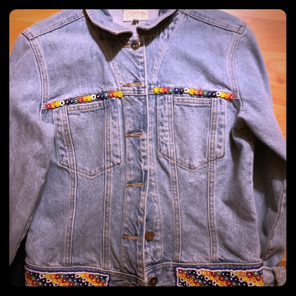 Designer Jean Jacket with beading by Cache’